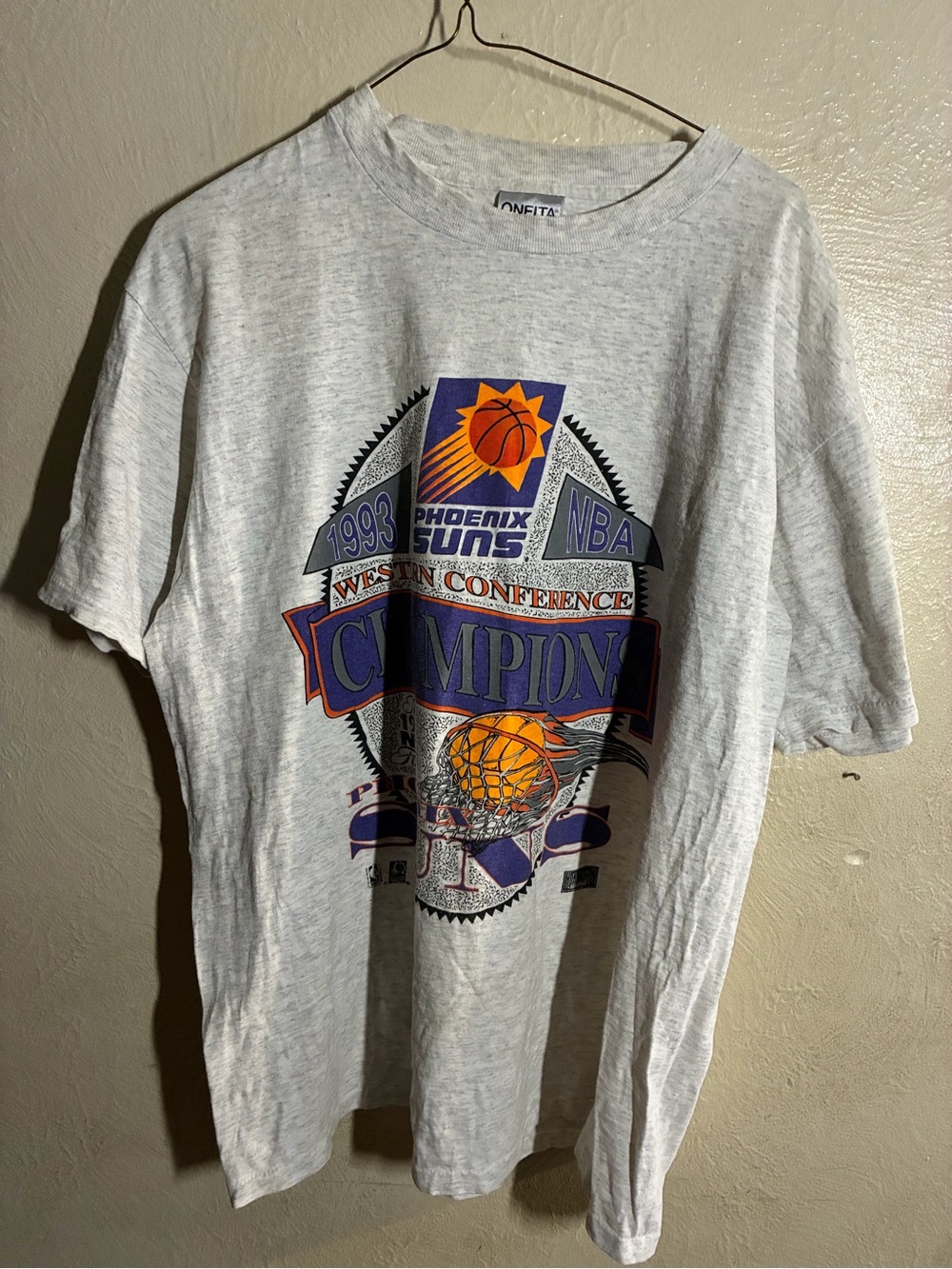 Phoenix Suns 1993 Western Conference Champion Graphic T-Shirt - Grey,Oneida.